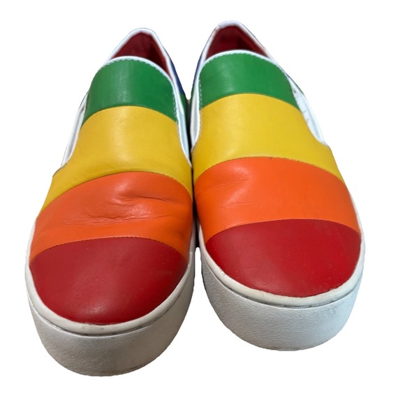 Michael Kors Dylan Rainbow Womens 5.5 leather slip on‎  Pride shoes sneakers - Picture 3 of 11